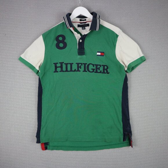 Tommy hilfiger Embroidered Patch Polo Tee Mens Large - Picture 1 of 8